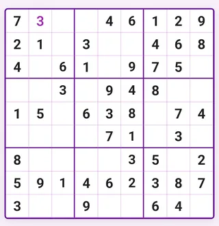 Sudoku board in the Lavender theme